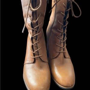 Brown Leather Lace-Up Boots : Franco Sarto
